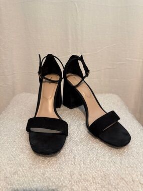 Aldo Black Suede Ankle-Strap Block Heels